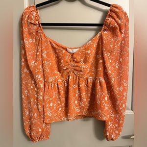 ASTR THE LABEL Blouse, Orange Floral, Size S